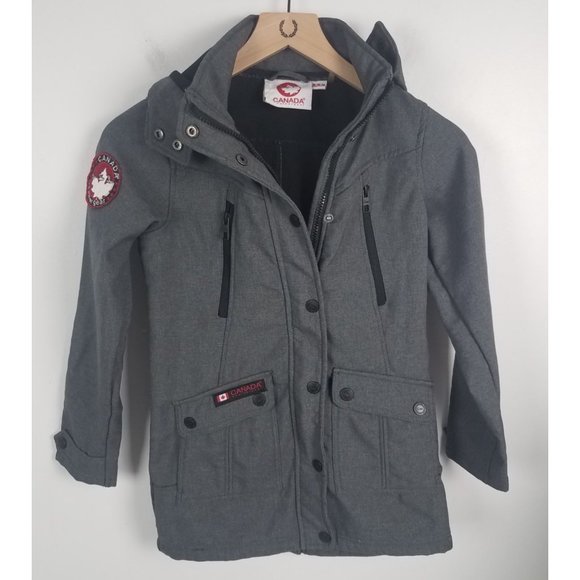Canada Weather Gear Girls Sz. 10/12 Gray Long Softshell Hooded Jacket